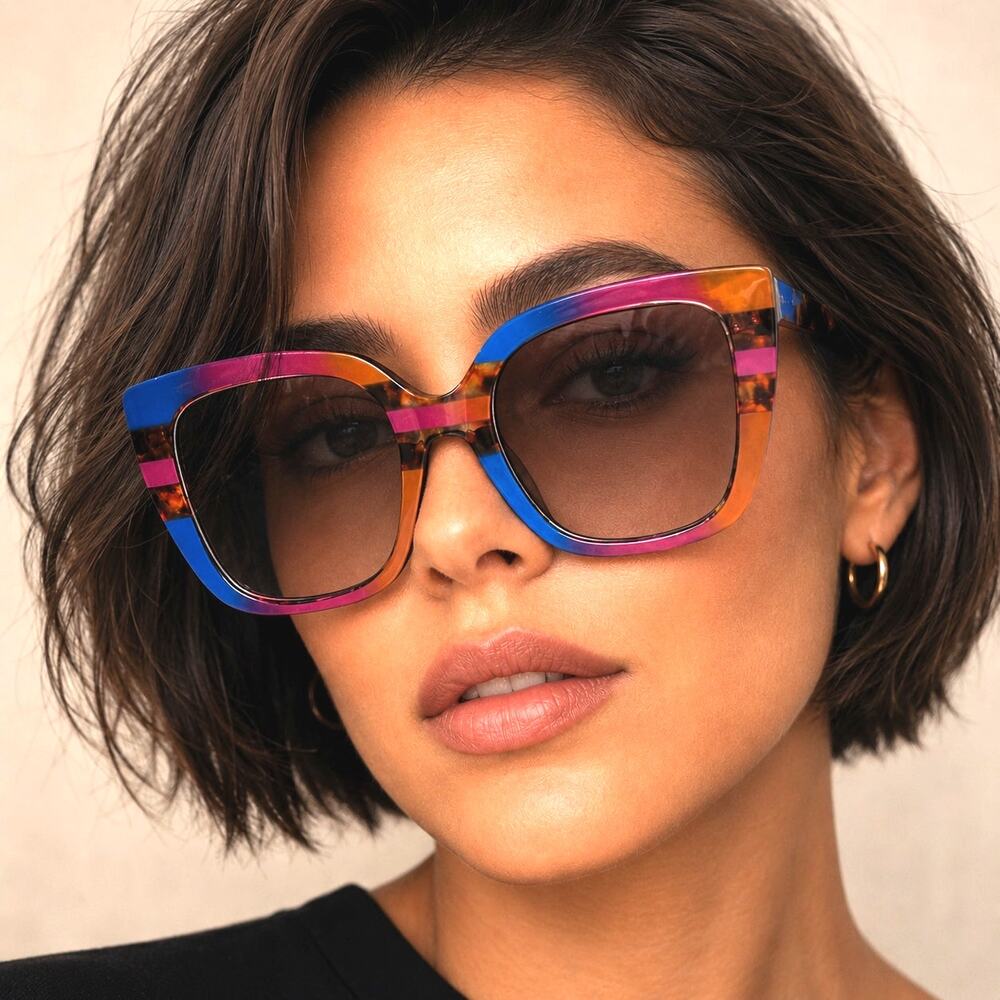 Women's Anti-Blue Light Oversized Cat Eye Glasses Chic Y2K Leopard Print